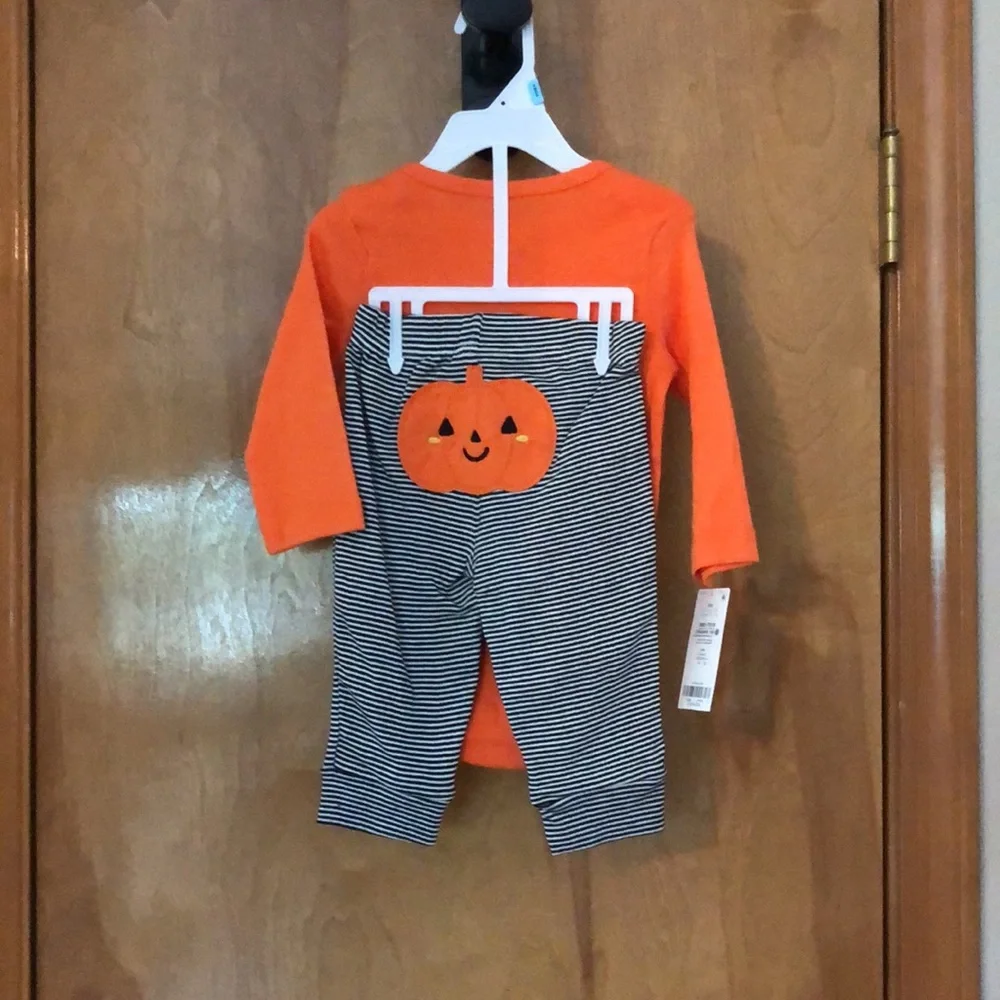My First Halloween gender neutral pumpkin 100% cotton 2 piece set